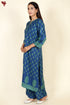 Rayon Twill Kurta and Pant Set in Block Print Indigo Blue