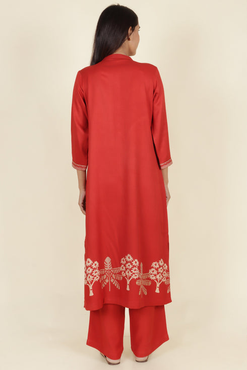 Rayon Twill Kurta and Pant Set in Block Print