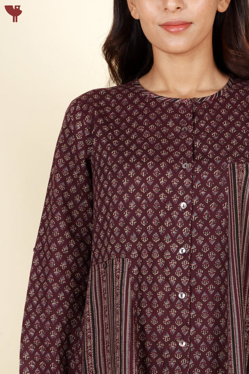 Cambric Cotton Kurta And Pant Set In Block Print