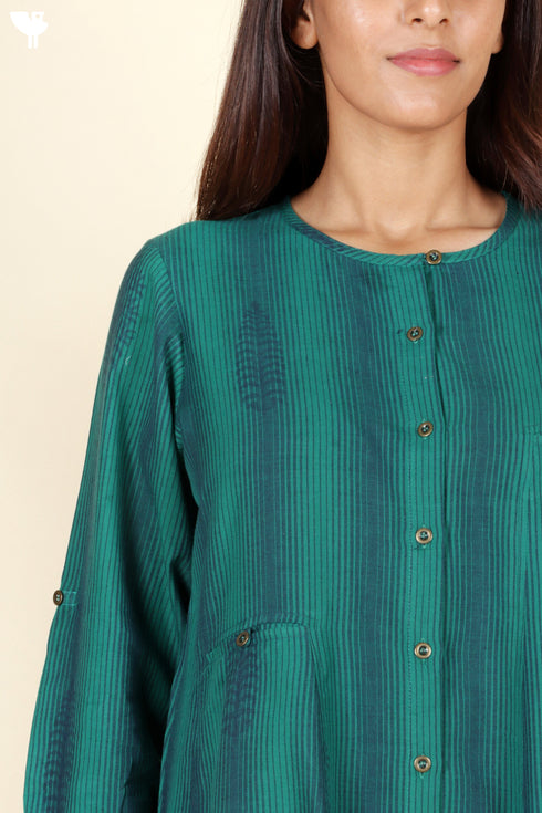 Khaadi Cotton Emerald Green Kurta and Pant Set in Block Print