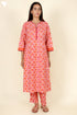 Cambric Cotton Kurta And Pant Set In Block Print