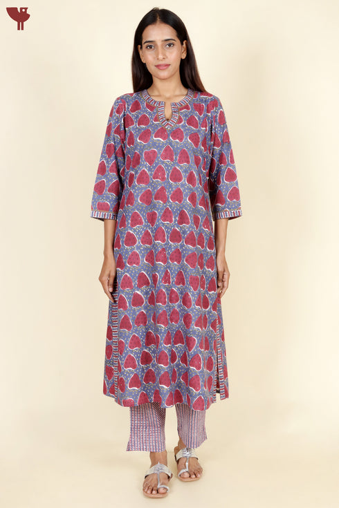 Bizzy Lizzy Kurta Pant With Dupatta In Block Print
