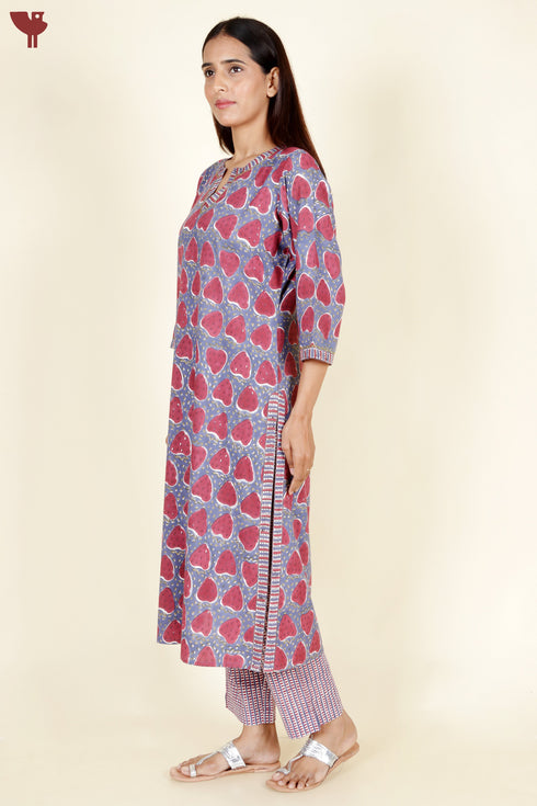 Bizzy Lizzy Kurta Pant With Dupatta In Block Print