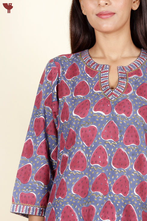 Bizzy Lizzy Kurta Pant With Dupatta In Block Print