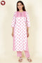 Cambric Cotton Kurta Pant With Dupatta In Floral Block Print