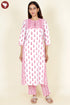 Cambric Cotton Kurta Pant With Dupatta In Floral Block Print