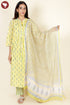 Cambric Cotton Kurta Pant With Dupatta In Floral Block Print