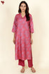 Tussar Silk Kurta Pant With Dupatta In Rose Floral Block Print