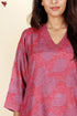 Tussar Silk Kurta Pant With Dupatta In Rose Floral Block Print