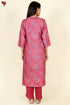 Tussar Silk Kurta Pant With Dupatta In Rose Floral Block Print
