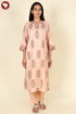 Cambric Cotton Kurta Pant With Dupatta In Floral Block Print