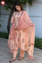 Cambric Cotton Kurta Pant With Dupatta In Floral Block Print
