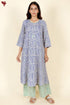 Rayon Blue Kurta And Pant Set In Geometric Block Print