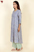 Rayon Blue Kurta And Pant Set In Geometric Block Print
