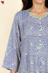 Rayon Blue Kurta And Pant Set In Geometric Block Print