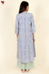 Rayon Blue Kurta And Pant Set In Geometric Block Print