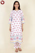 Slub Cotton Kurta Pant With Dupatta In Floral Block Print