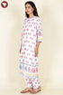 Slub Cotton Kurta Pant With Dupatta In Floral Block Print