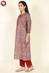 Cambric Cotton Ash Grey Kurta And Pant Set In Floral Block Print