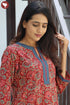 Cambric Cotton Rust Red Kurta And Pant Set In Floral Block Print