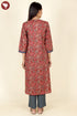 Cambric Cotton Rust Red Kurta And Pant Set In Floral Block Print