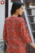 Cambric Cotton Rust Red Kurta And Pant Set In Floral Block Print