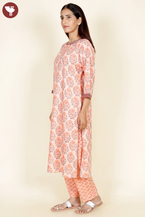Bizzy Lizzy Kurta Pant With Dupatta In Floral Block Print