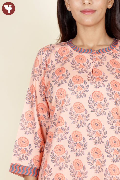 Bizzy Lizzy Kurta Pant With Dupatta In Floral Block Print