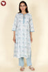 Cambric Cotton Kurta And Pant Set In Floral Block Print