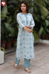 Cambric Cotton Kurta And Pant Set In Floral Block Print