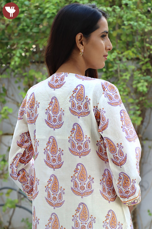 Kurta Pant With Dupatta In Floral Block Print