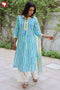 Cambric Cotton Kurta Pant With Dupatta In Striped Block Print