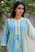 Cambric Cotton Kurta Pant With Dupatta In Striped Block Print