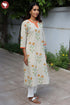 Cambric Cotton Kurta And Pant Set In Striped Block Print