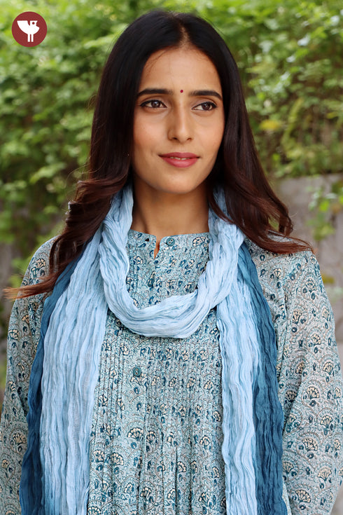 Mul Mul Cotton Kurta Pant With Dupatta In Floral Block Print