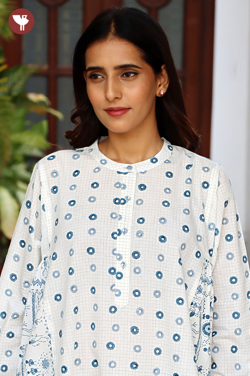Cambric Cotton Kurta And Pant Set In Block Print