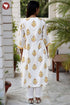 Cotton Stripe Kurta And Pant Set In Floral Block Print