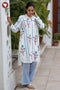 Cotton Strip Kurta And Pant Set in Floral Block Print