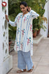 Cotton Strip Kurta And Pant Set in Floral Block Print