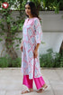 Cotton Stripe Kurta And Pant Set In Floral Block Print