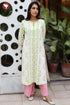 Cotton Strip Kurta And Pant Set in Floral Block Print