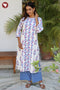 Cotton Striped Kurta And Pant Set in Floral Block Print