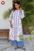 Cotton Striped Kurta And Pant Set in Floral Block Print