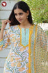 Terry Voile Kurta Pant With Dupatta In Floral Block Print