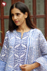Terry Voile Kurta Pant with Dupatta in Floral Block Print