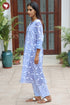 Terry Voile Kurta Pant with Dupatta in Floral Block Print