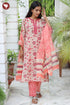 Terry Voile Kurta Pant with Dupatta in Floral Block Print