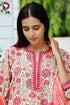 Terry Voile Kurta Pant with Dupatta in Floral Block Print