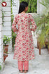 Terry Voile Kurta Pant with Dupatta in Floral Block Print