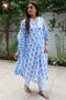 Terry Voile Kurta Pant with Dupatta in Floral Block Print